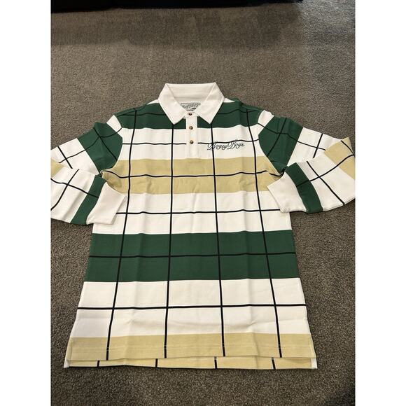 Bogey Boys Long sleeve Green Yellow Polo Offset Check Men’s Size Small - Picture 1 of 5